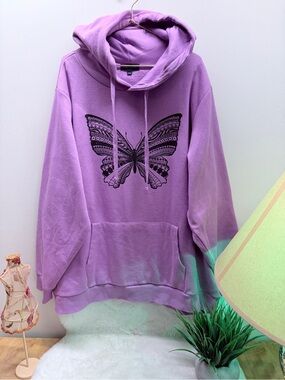 Lavender Purple Butterfly Graphic Hoodie Soft Comfortable Hoodie